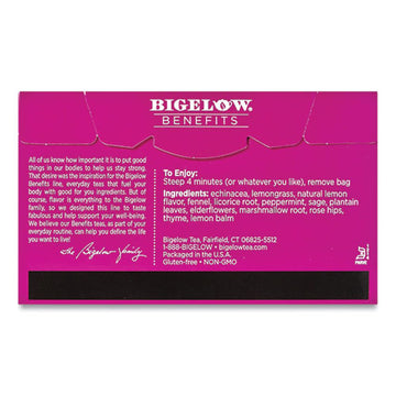 Bigelow® Benefits Lemon And Echinacea Herbal Tea Bags, 0.6 Oz Tea Bag, 18-box freeshipping - TVN Wholesale